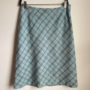 Tribeca Studio Plaid Wool Midi Skirt